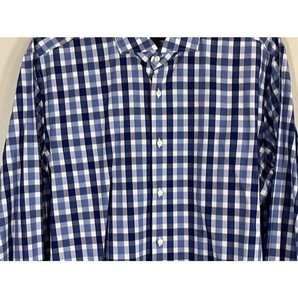 Boss Plaid Shirt 18 Blue Slim Fit Preppy Checks Workwear Coastal Resort Nautical - Picture 5 of 12